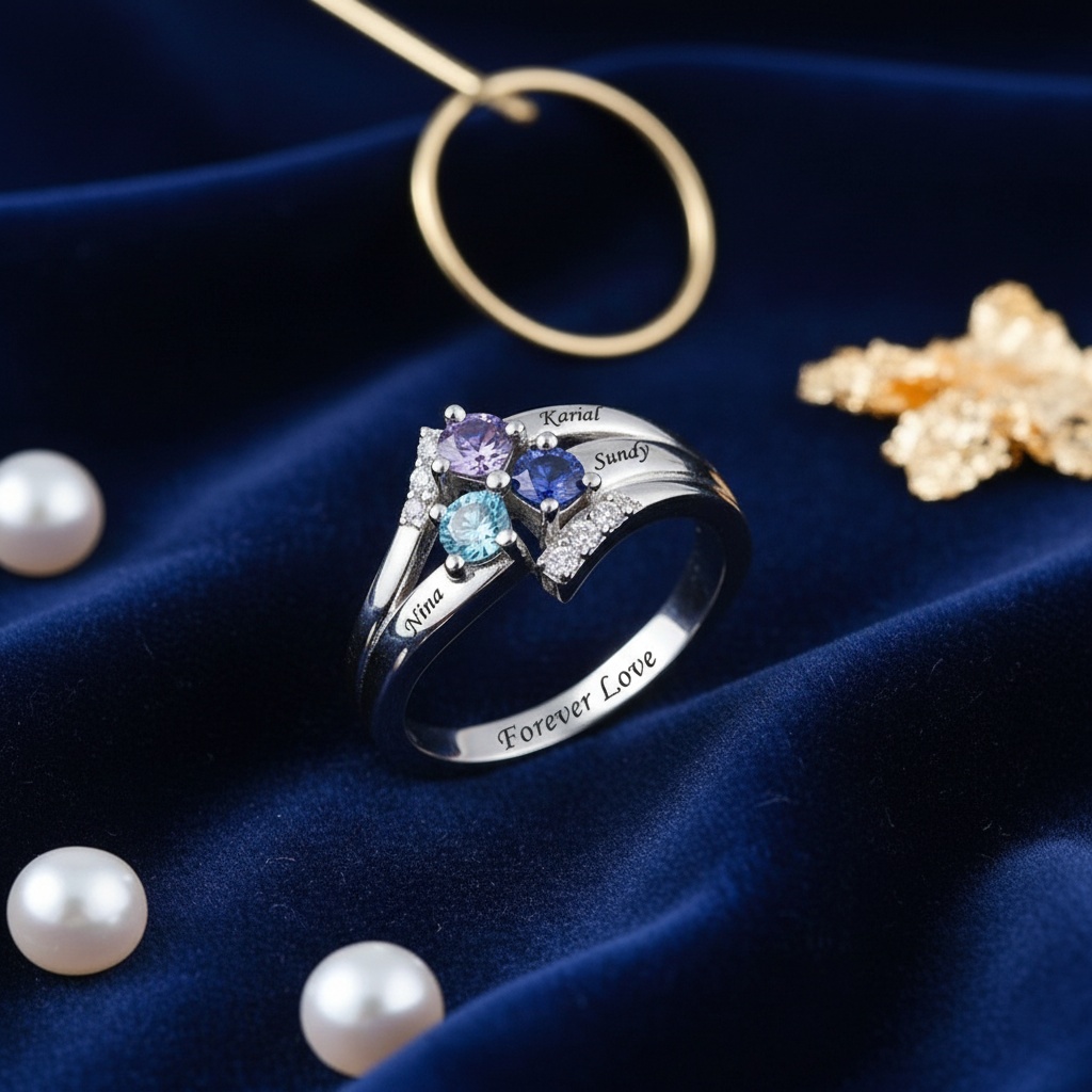 Custom Classic Women's Ring with Copper Inlay and Zirconia